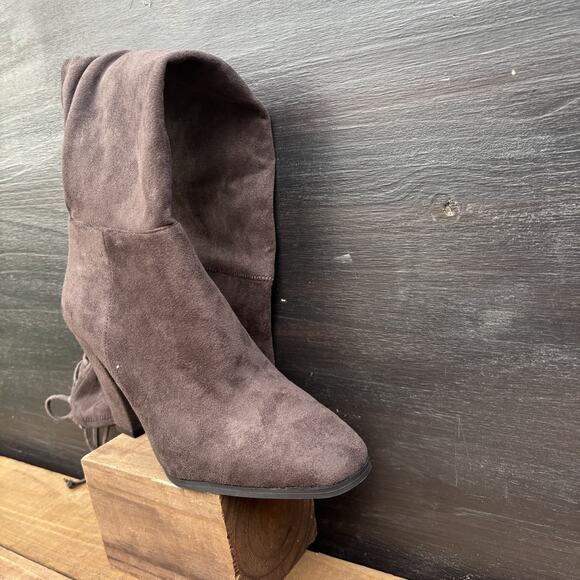 Vince Camuto Boot Madolee Over the Knee Taupe Grey Suede Side Zip US 7.5 M NWOT - Picture 13 of 16